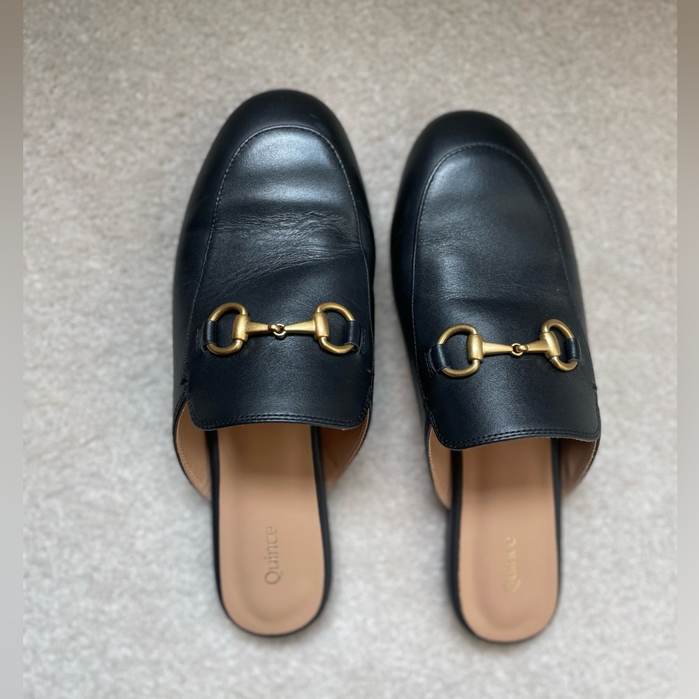 Quince Italian Leather Horsebit Loafer Mule